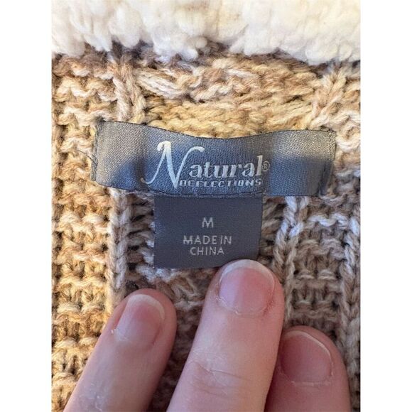 Natural Reflections Women's Hooded Sherpa Cardigan Multicolor Striped M - Picture 5 of 7